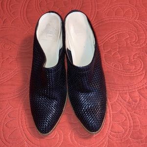 SOLD -Black Genuine Leather Mules